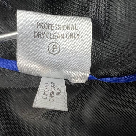 Calvin Klein Womens Houndstooth Coat Wool Blend Black Ivory Zipped Jacket Sz 8 - Picture 16 of 16